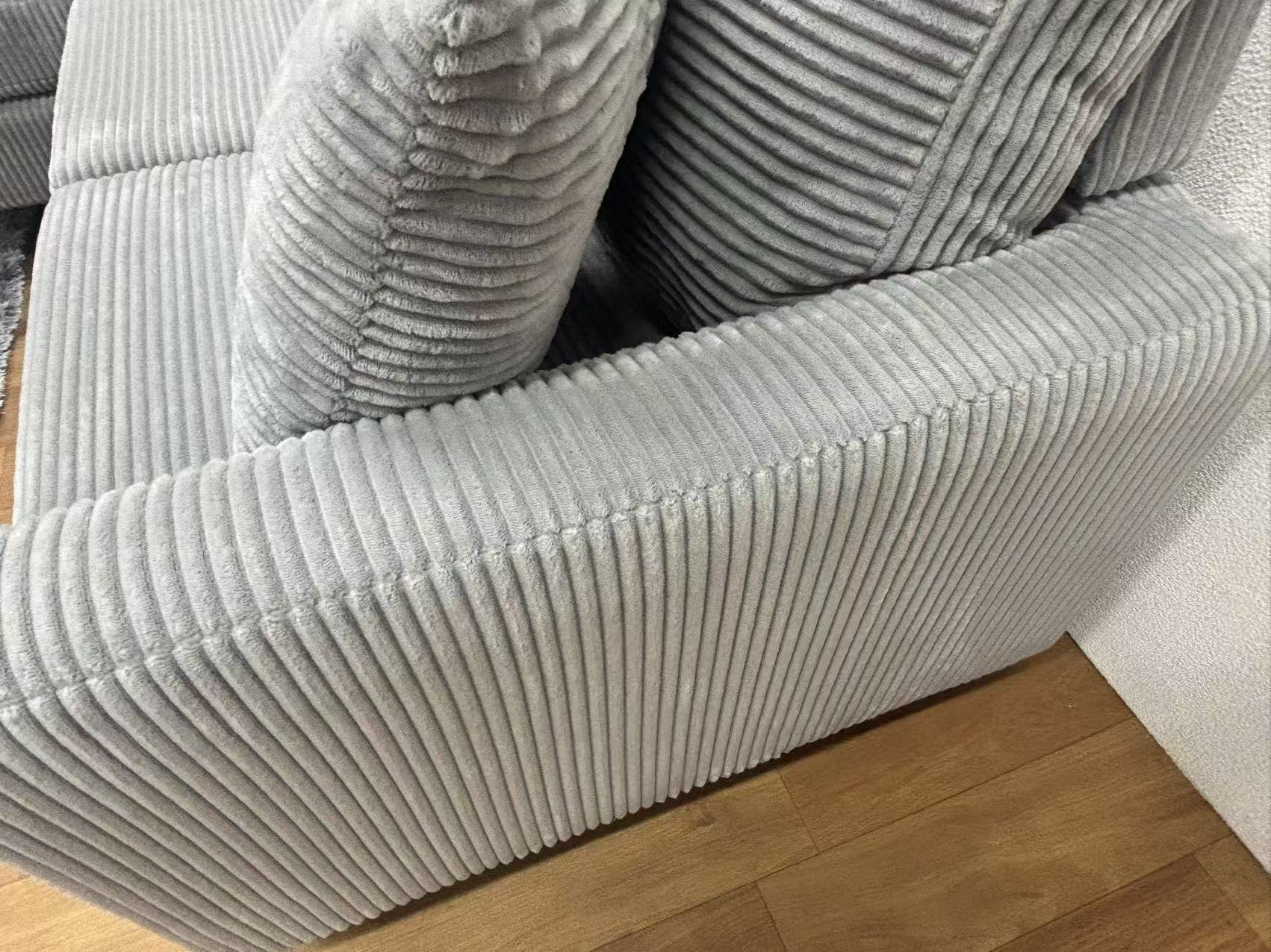 おしゃれ 北欧 カウチソファー、3人掛けソファ、 L字 ソファ オットマン付き 2007#GY - 画像 (9)